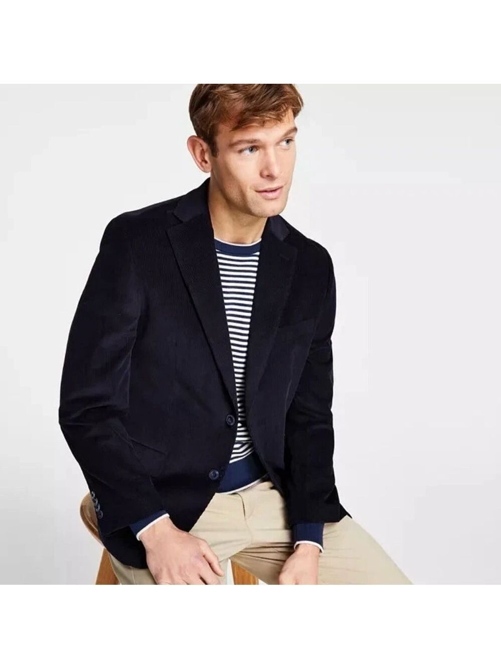 Michael Kors Corduroy Sport Coat Mens Navy Modern Fit Blazer Jacket - NWT